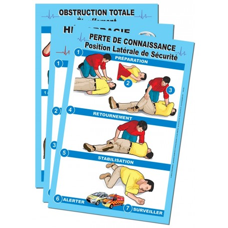 LOT DE 9 AFFICHES DE 1ERS SECOURS SIMPLIFIEES